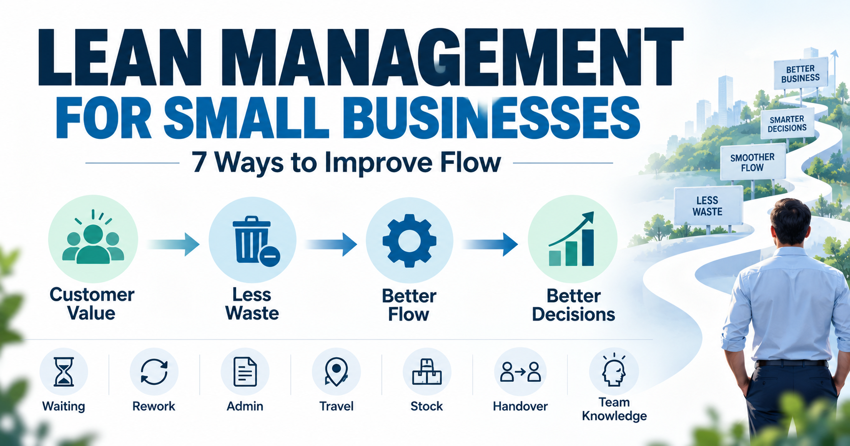 Lean management for small businesses showing customer value, less waste, better flow and better business decisions