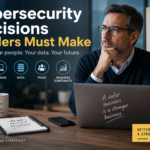 Cybersecurity for businesses image showing people, systems, data, trust, and business continuity decisions.